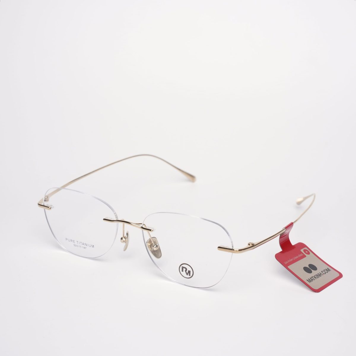 Gọng Kính Khoan Unisex RedMonkey Vuông Kim Loại Vàng MK-GK-RMPT08202-C01-53 - Ảnh 3